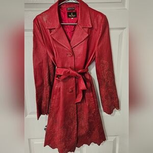 Red Italian Leather Coat